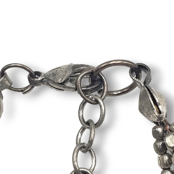 Multi Strand Celtic Knot Silver Tone Seed Bead Collar Choker Necklace - Picture 5 of 6